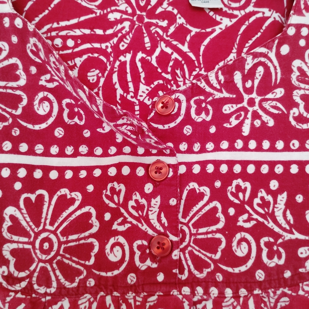 Vintage Loungees Cotton Floral Batik Maxi Dress / Size XL - Picture 4 of 11